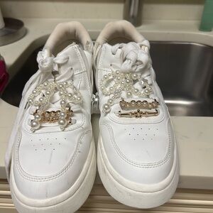Zara White Sneakers with Elegant Details